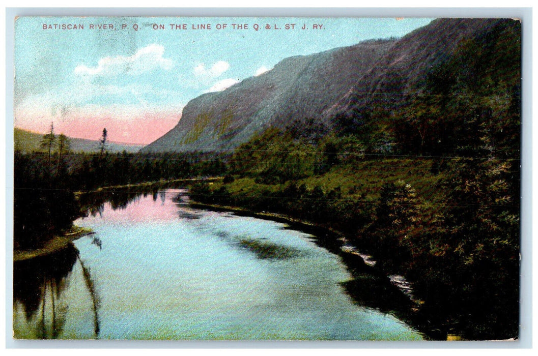 1912 On The Line of the Q & L. St. J Railway Batiscan River PQ Canada Postcard