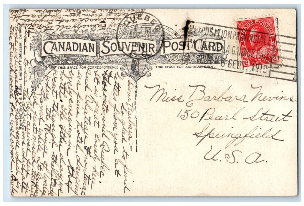 1919 Sous Le Cap Street Quebec Canada Antique Posted Expo Stamp Postcard