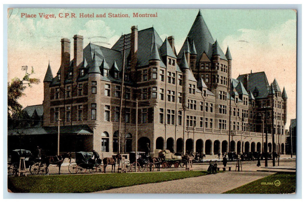 1911 Place Viger C.P.R. Hotel and Station Montreal Quebec Canada Postcard