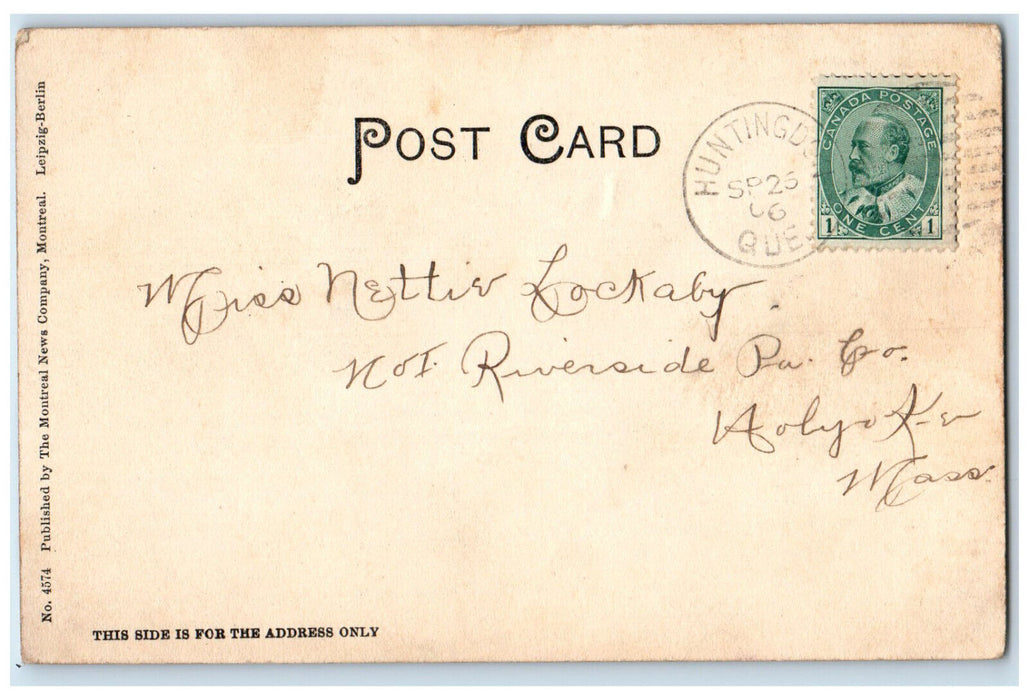 1906 Central Hotel Huntingdon Quebec Canada Antique Posted Postcard