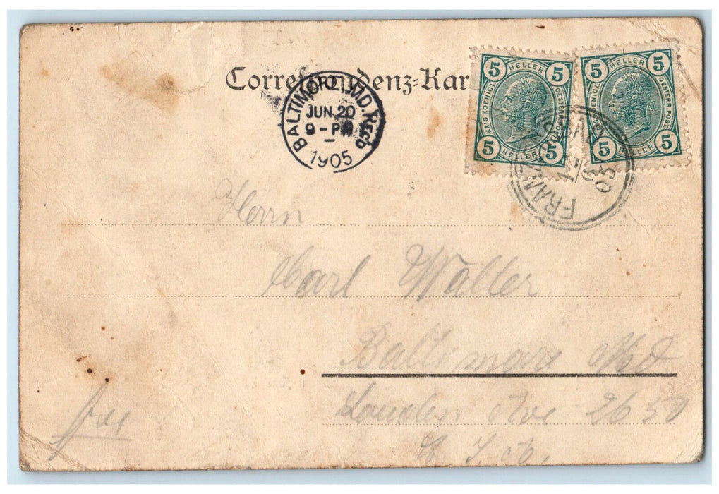 1905 Cafe-Restaurant Amerika Franzensbad City Forest Czech Republic Postcard