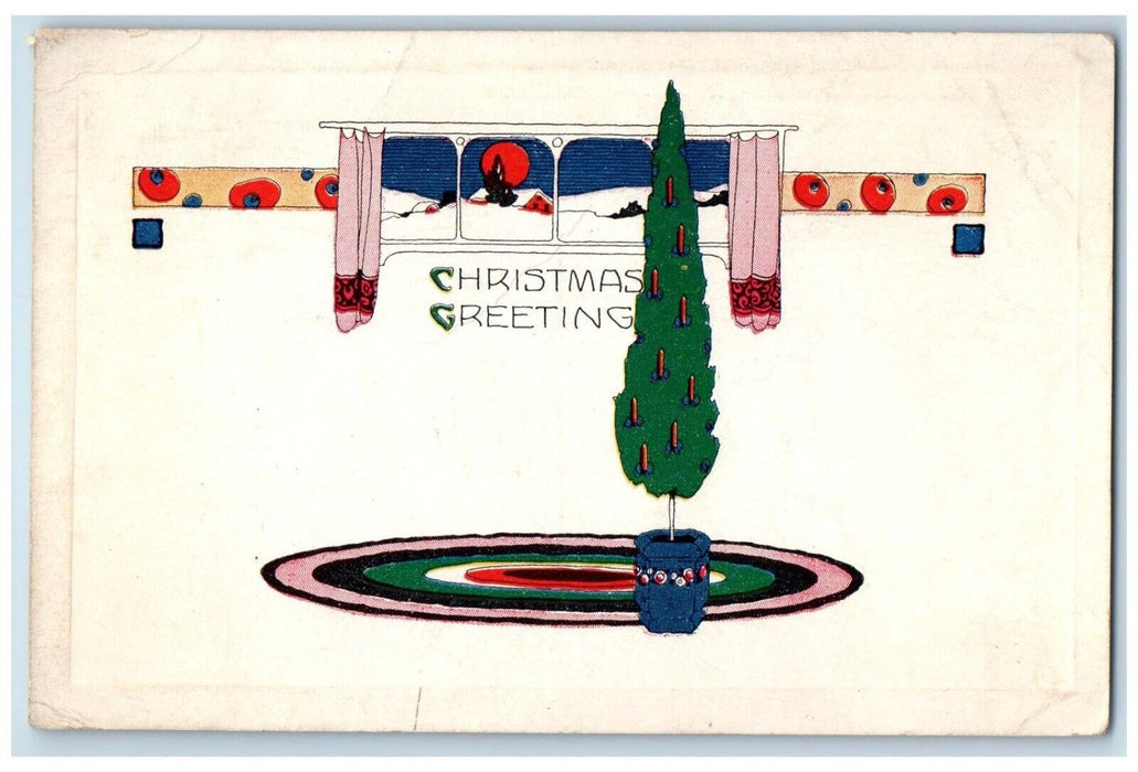 1919 Christmas Greetings Arts Crafts Nelsonville Ohio OH Posted Antique Postcard