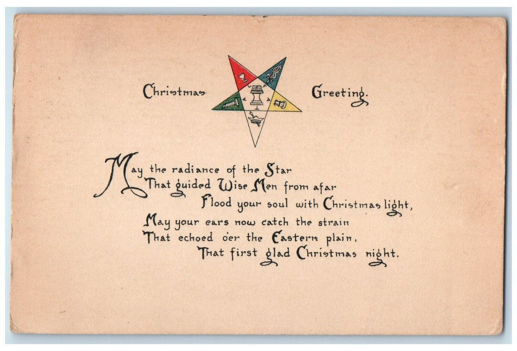 1924 Christmas Greetings Star Sanford Masonic Posted Antique Postcard