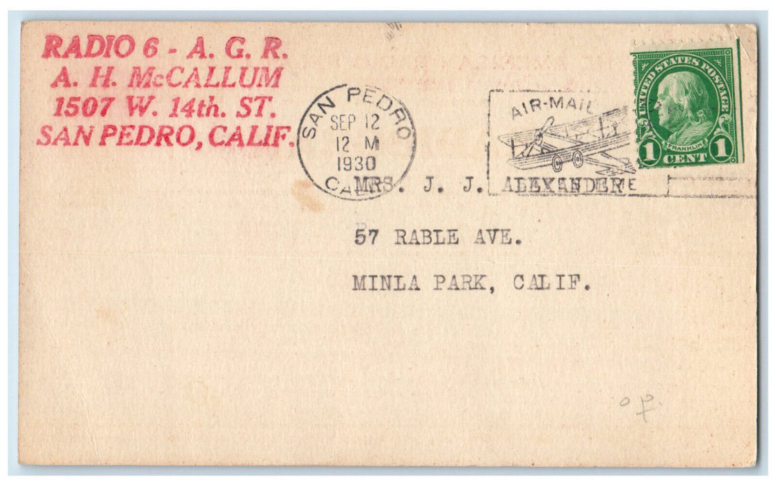 1930 American Radio Relay League No. 62 Cavite Philippines Air Mail Postal Card