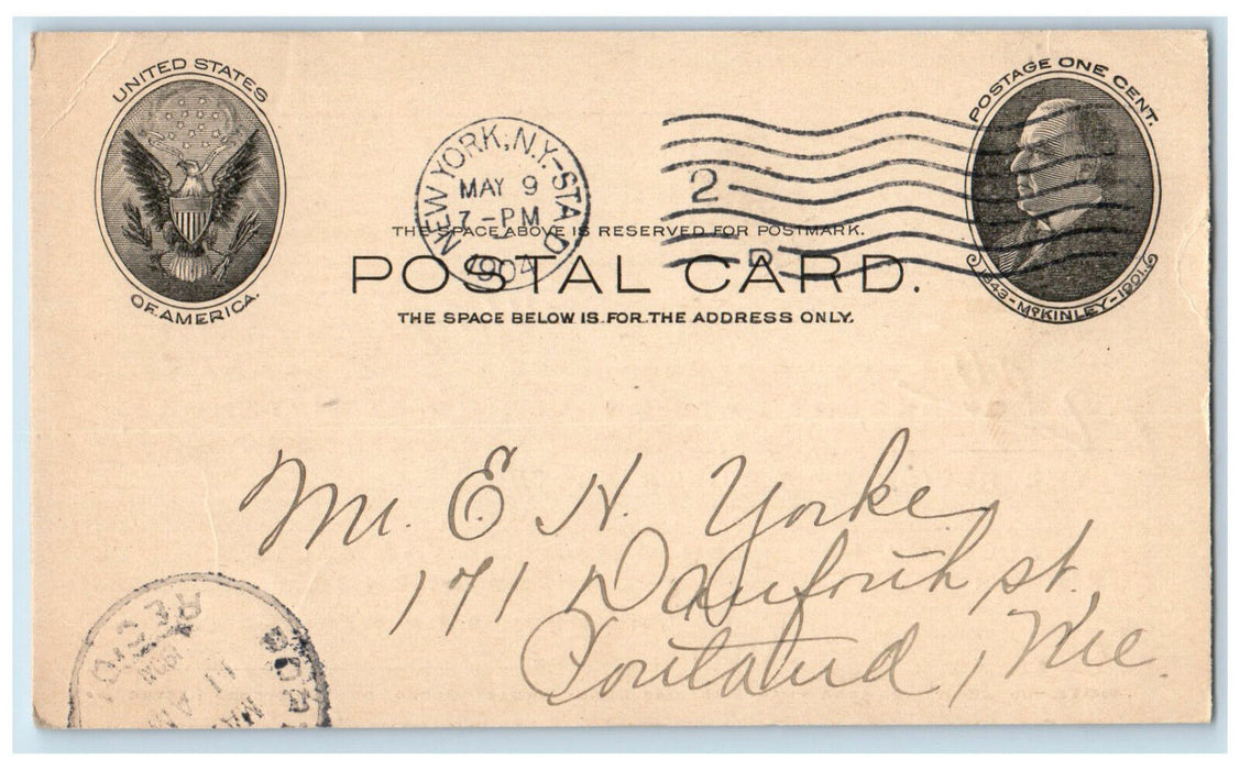 1904 American Monthly Review of Reviews 6th Payment EH Yorke NY Postal Card