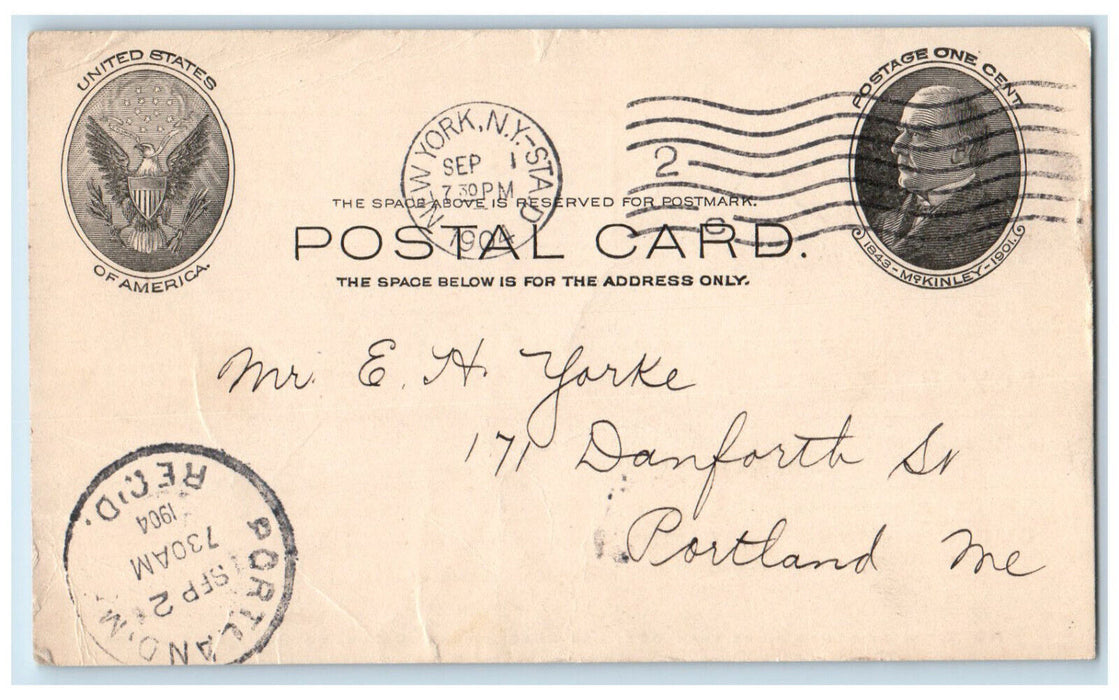 1904 American Monthly Review of Reviews Final Payment NY EH Yorke Postal Card