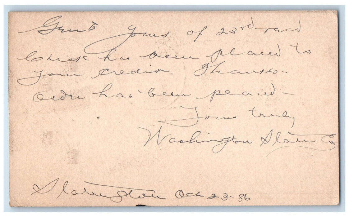 1886 Frank Jansen & Bro Slatington Pennsylvania PA Columbia PA Postal Card