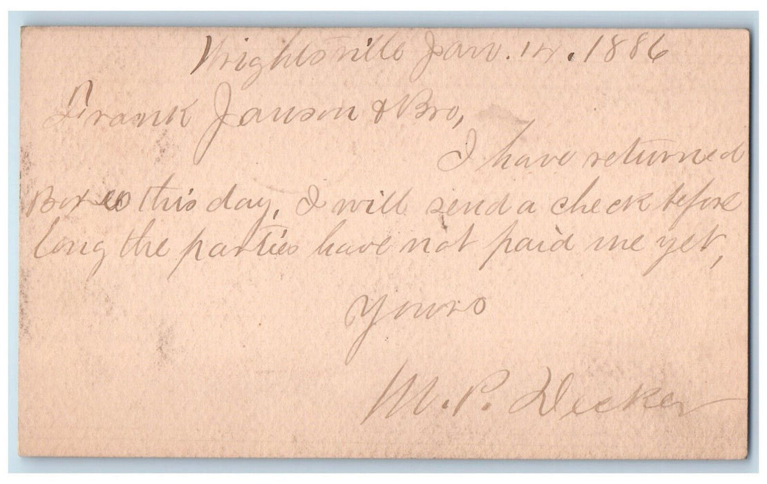 1886 Star Fancy Cancel Frank Janson & Bro Wrightsville PA Postal Card
