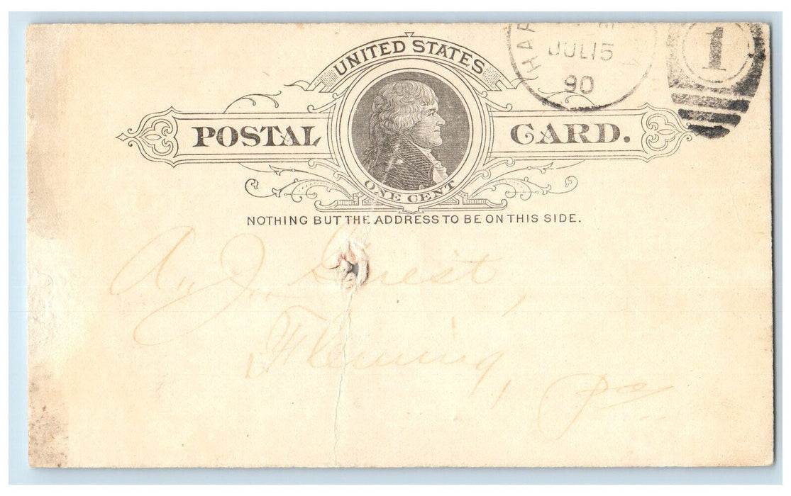 1890 The Harrisburg Provision Co. Harrisburg Pennsylvania PA Postal Card
