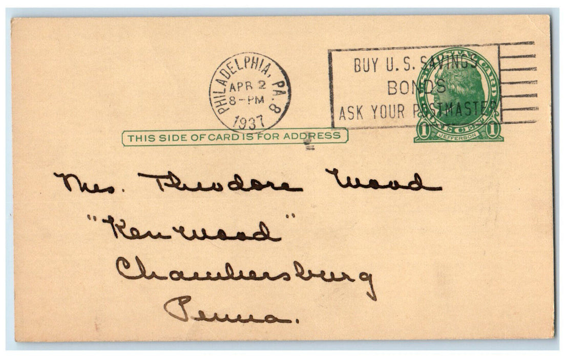 1937 Round Table Luncheon and Business Meeting Philadelphia PA Postal Card
