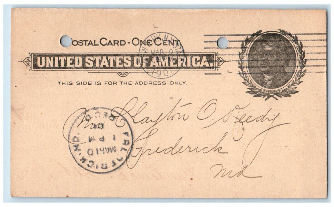 1901 The American Monthly Review of Reviews New York Frederick MD Postal Card