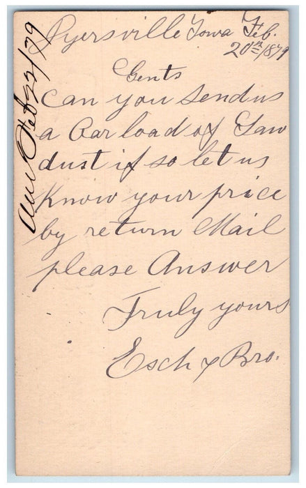 1979 Esch & Bro WJ Young & Co. Dyersville Clinton Iowa IA Postal Card