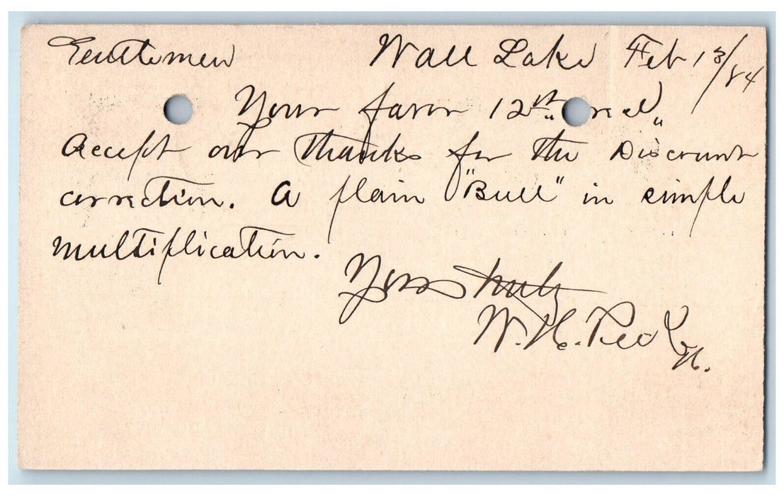 1984 Lumber Order WJ Young & Co. Wall Lake Clinton Iowa IA Postal Card