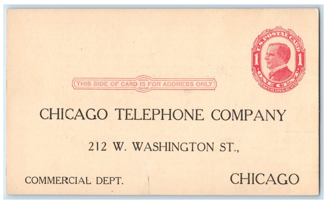 1913 Chicago Telephone Co. Chicago Illinois IL Antique Unposted Postal Card