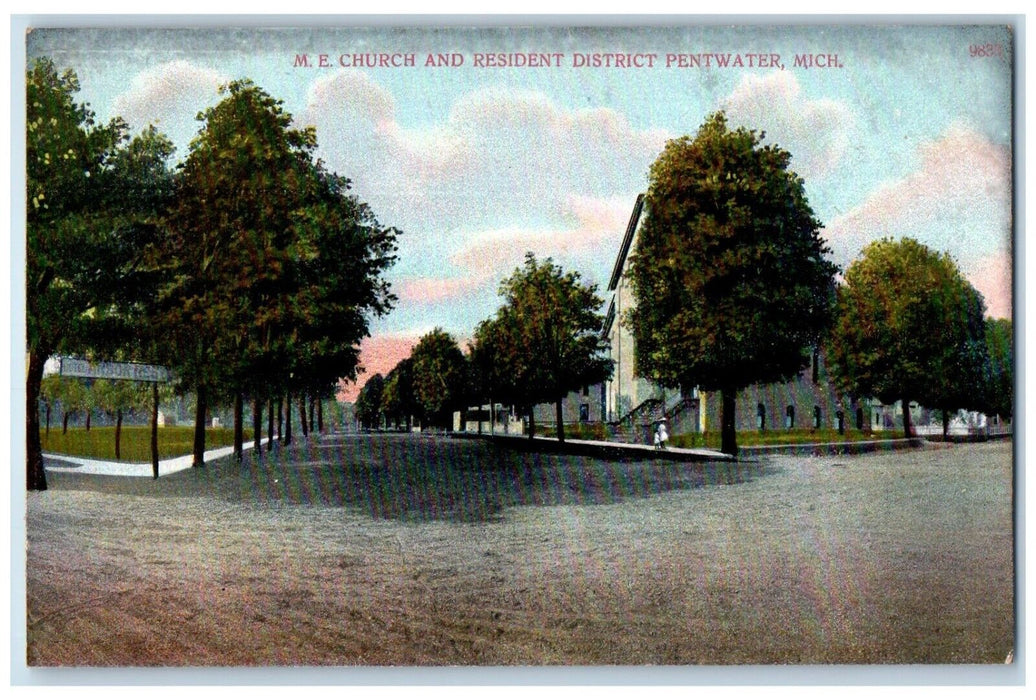 c1910 Methodist Episcopal Church Resident District Pentwater Michigan Postcard