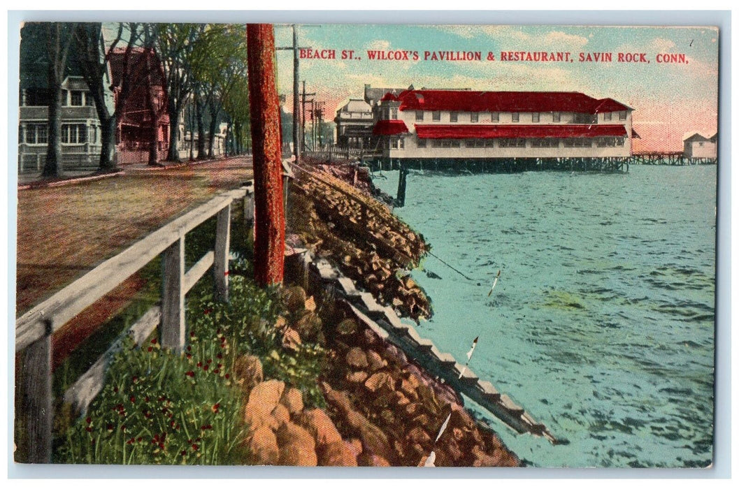 c1950's Beach Street Wilcox's Pavilion & Restaurant View Savin Rock CT Postcard