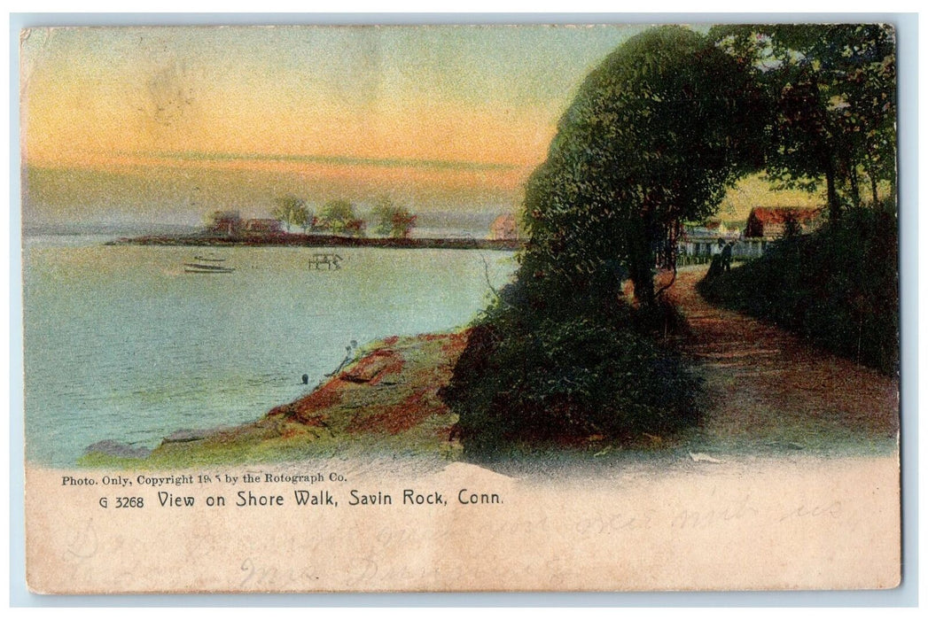 c1905 View On Shore Walk Boats Dirt Pathways Savin Rock Connecticut CT Postcard