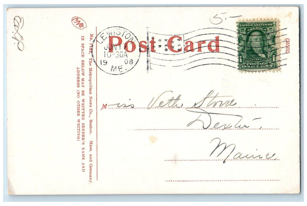 1908 Coram Library Bates College Lewiston Exterior Lewiston Maine ME Postcard