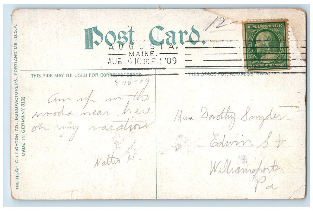 1909 Looking Down Lisbon Street Scene Lewiston Maine ME Posted Vintage Postcard