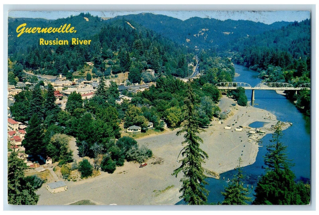 1960 Guerneville Russian River Lake Bridge Grove Houses California CA Postcard