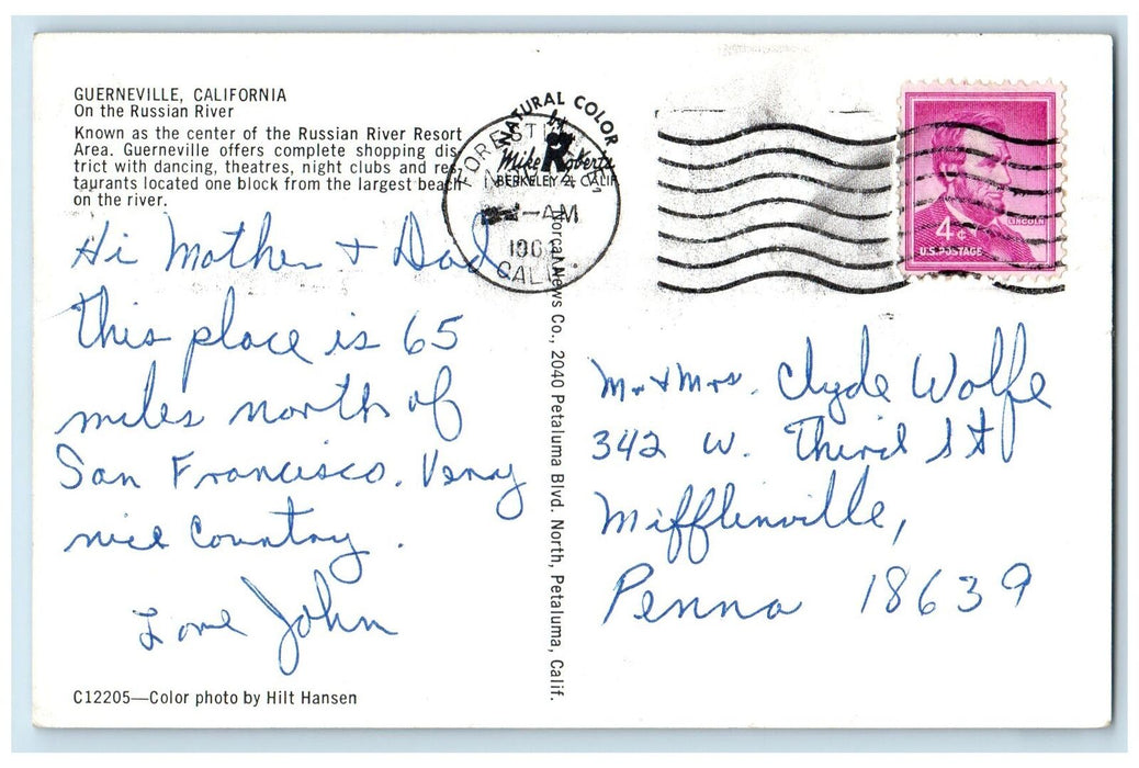 1960 Guerneville Russian River Lake Bridge Grove Houses California CA Postcard