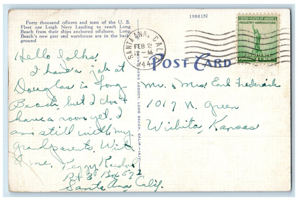1944 US Navy Landing Boats Docking Military Long Beach California CA Postcard