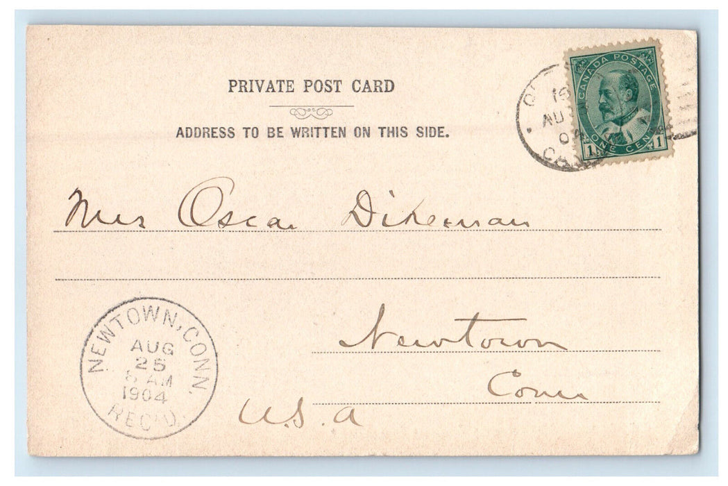 1904 Chateau Frontenac from Terrace Quebec Canada Newtown CT Postcard
