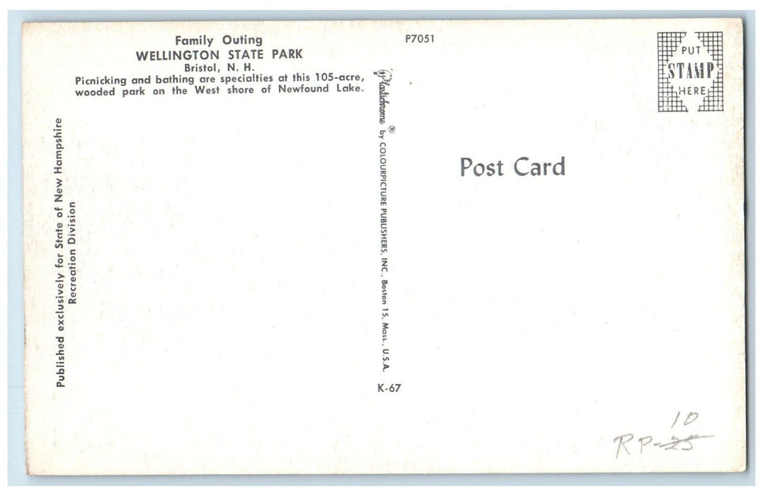 c1950'sWellington State Park Bristol New Hampshire NH Newfound Lake Postcard