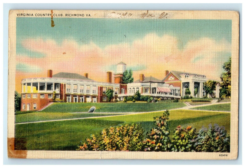 1941 View Of Virginia Country Club Richmond VA Posted Vintage Postcard