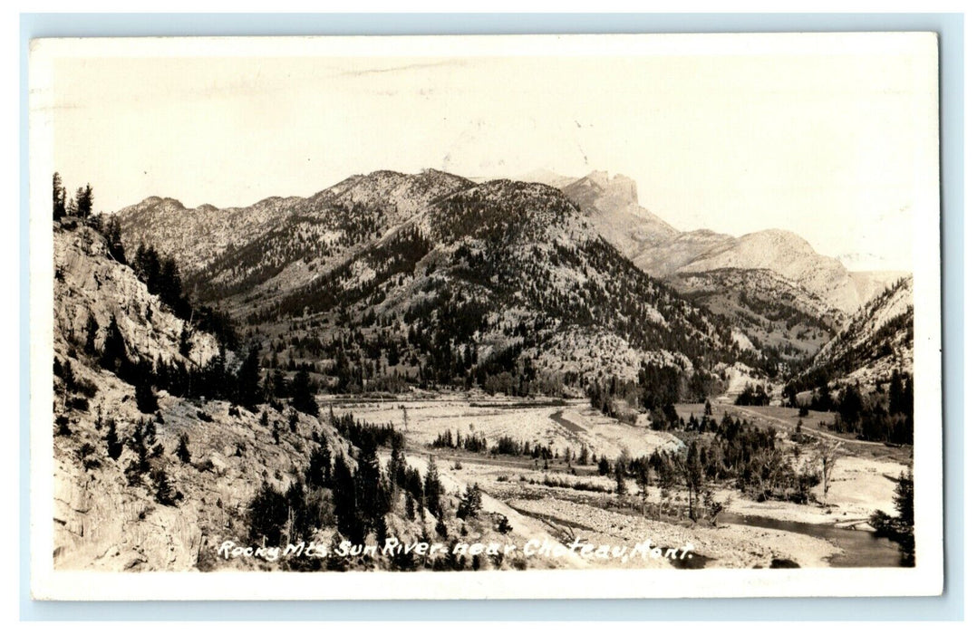 1953 Rocky Mountains Sun River Choteau Montana MT Vintage RPPC Photo Postcard