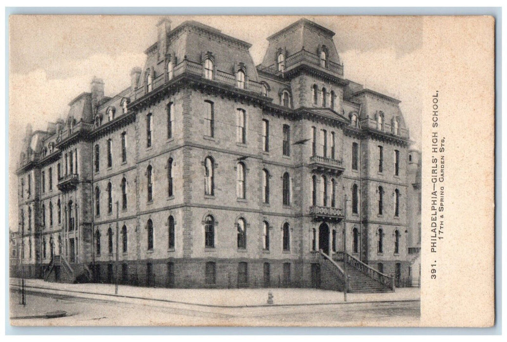 c1910's Philadelphia PA, Girl's High School Building Street View Postcard