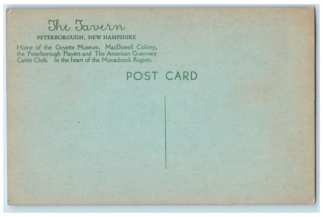 The Tavern Peterborough New Hampshire NH, Home Of Goyette Museum Postcard