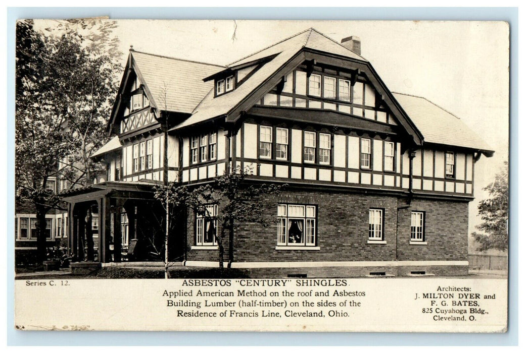 1912 Asbestos Shingles Building Lumber Cleveland Ohio OH RPPC Photo Postcard