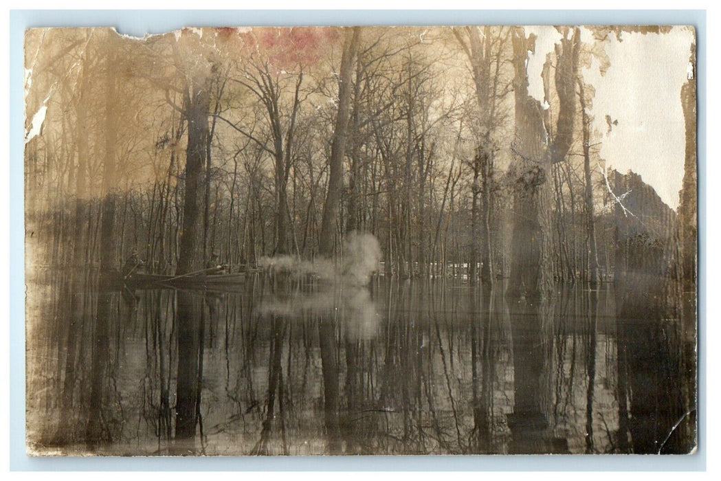 c1910's Weybridge Vermont VT, Hunting From Boat Middlebury RPPC Photo Postcard