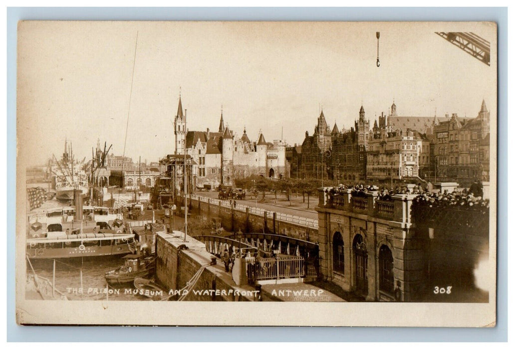 c1920's The Prison Museum And Waterfront Antwerp Belgium PPC Photo Postcard
