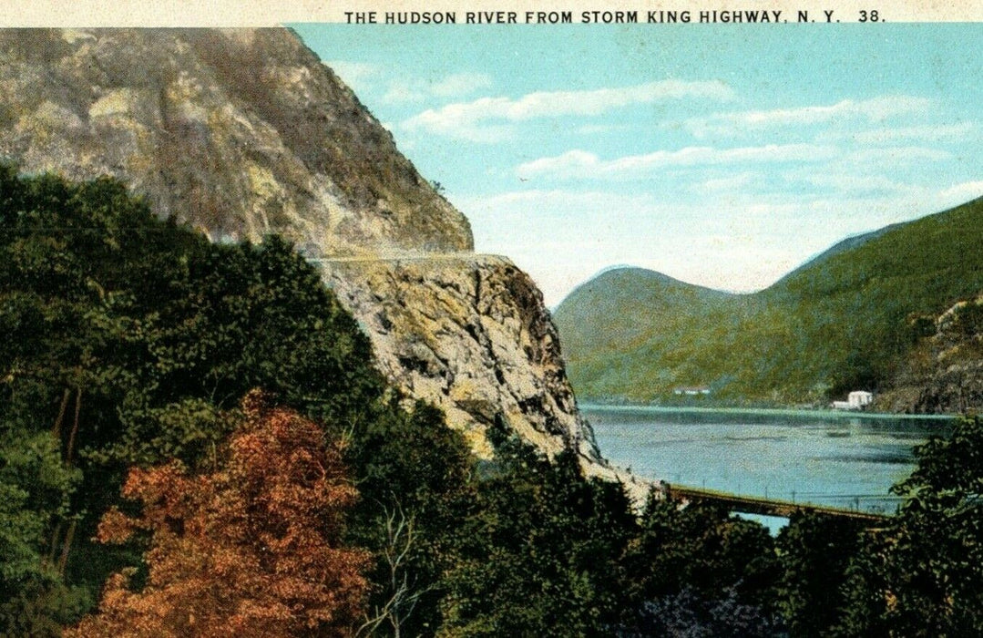 1924 Hudson River From Storm King Highway New York NY Airplane Cancel Postcard