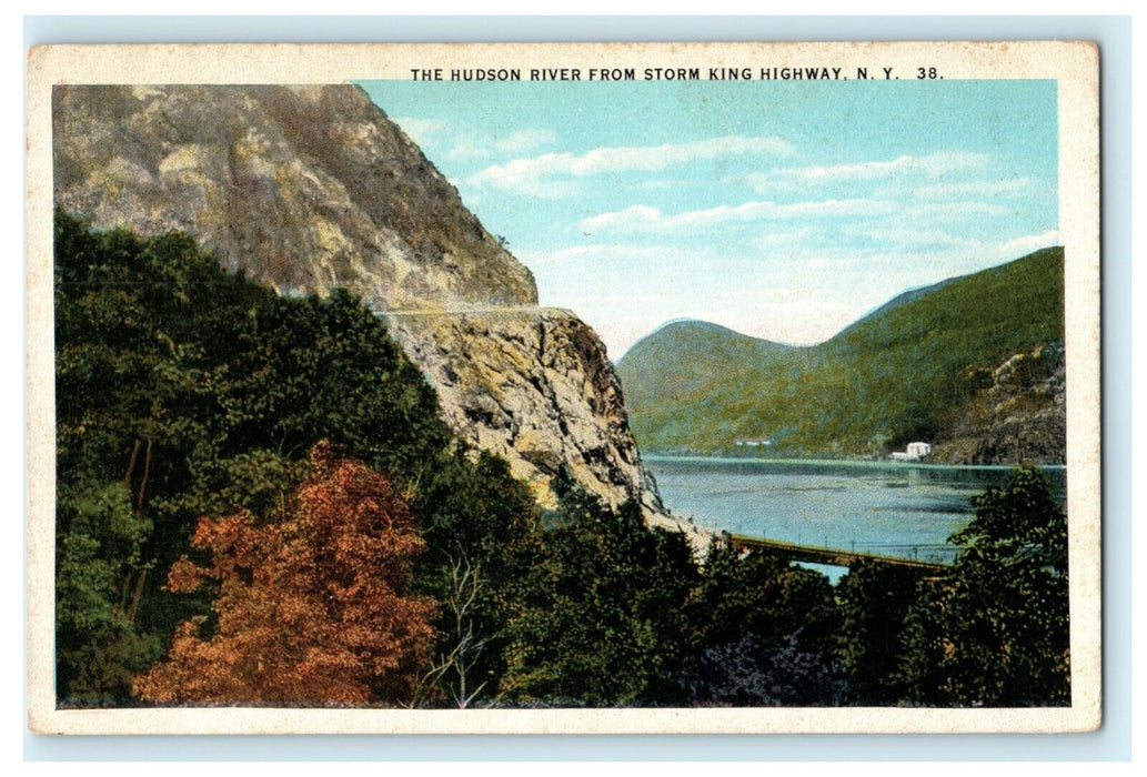 1924 Hudson River From Storm King Highway New York NY Airplane Cancel Postcard