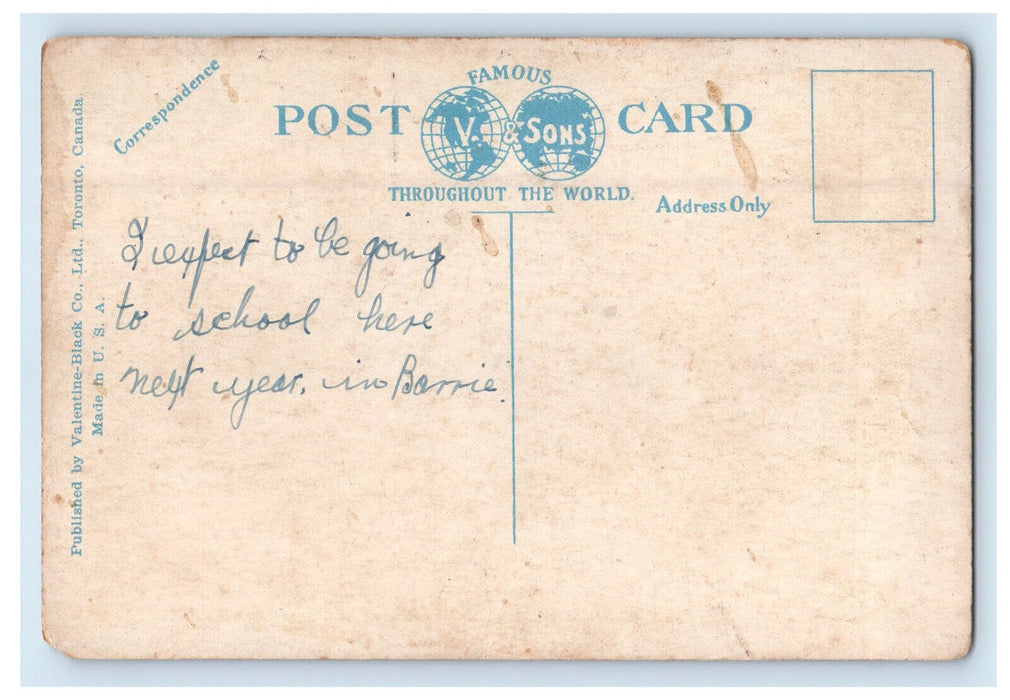c1920s Collegiate Institute Barrie Ontario Canada Posted Postcard
