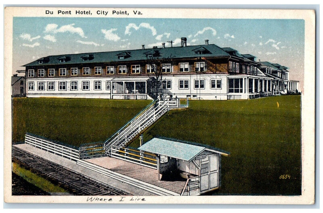 c1910's Du Pont Hotel Building City Point Virginia VA Posted Antique Postcard