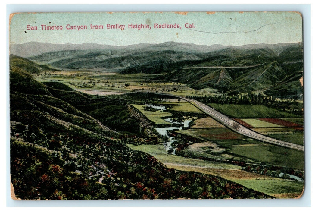 1909 San Timeteo Canyon From Smiley Heights Redlands California CA RPO Postcard