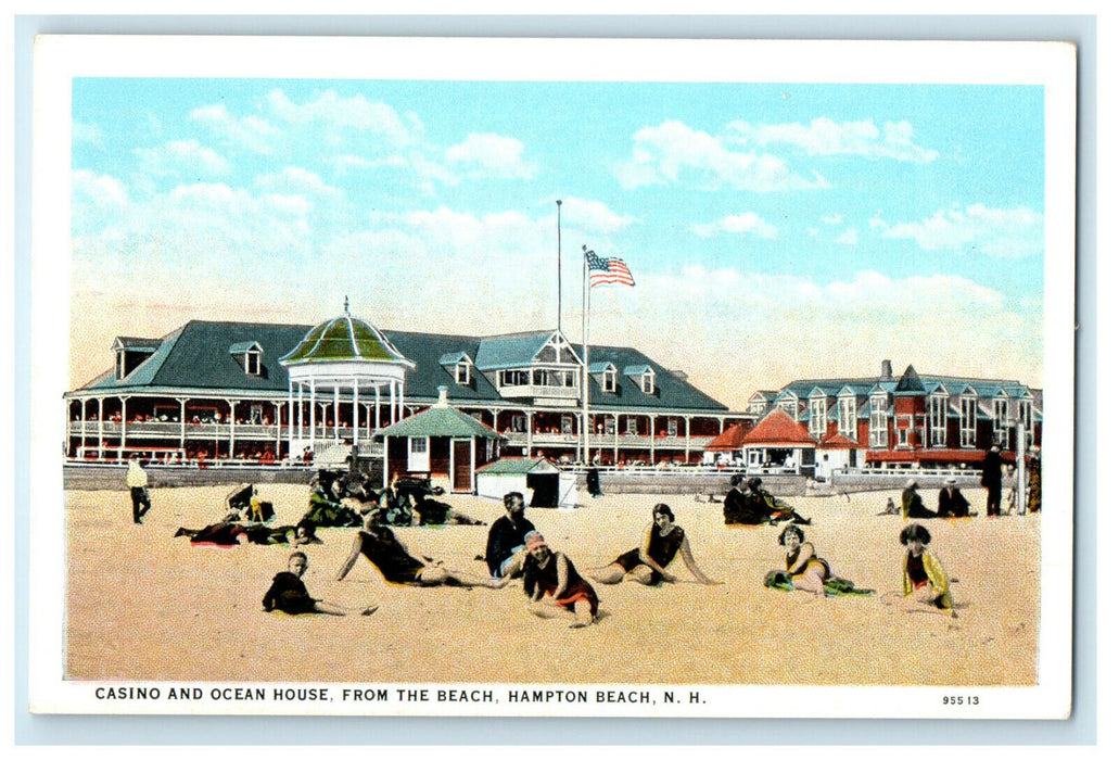 c1940s Casino and Ocean House From Beach Hampton Beach New Hampshire NH Postcard