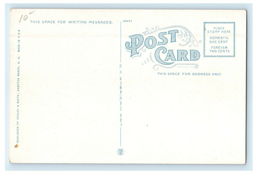 c1920s View on Ocean Avenue, Hampton Beach New Hampshire NH Postcard