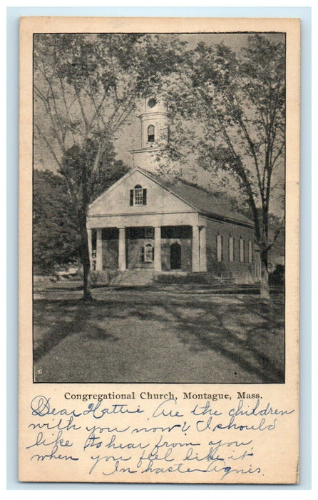 1907 Congregational Church Montague Massachusetts MA Private Mailing Postcard