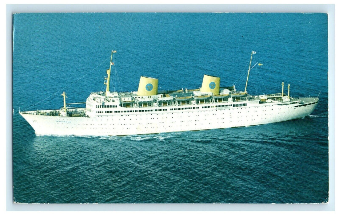 1969 Swedish American Line Gripsholm Steamer Ship Transatlantic Service Postcard