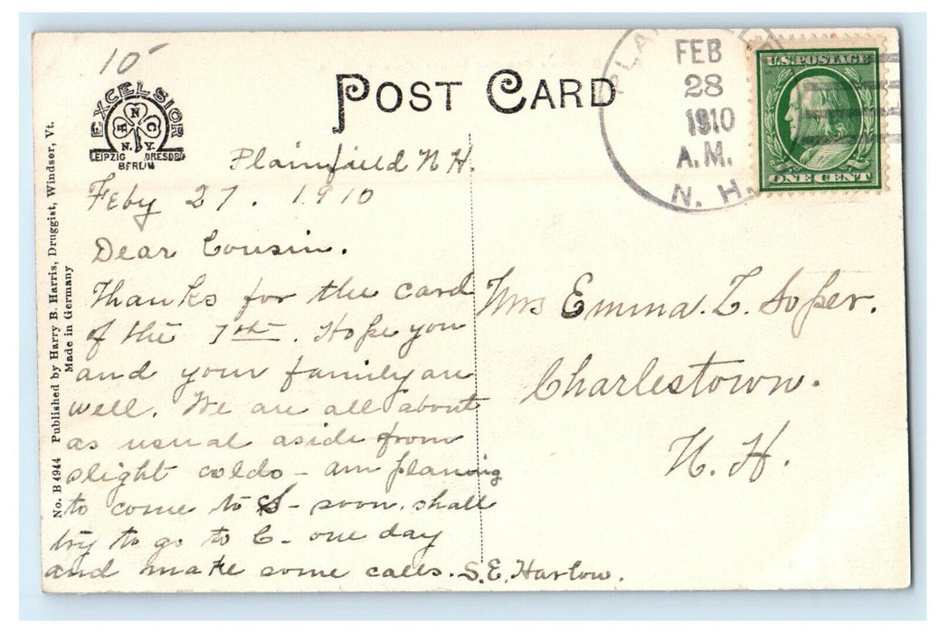 1910 Saint Gauden's Summer House Plainfield Cornish New Hampshire NH Postcard