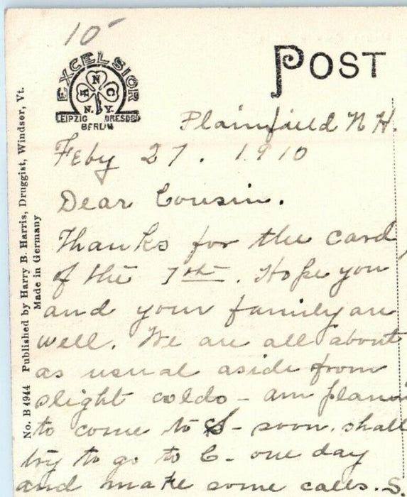 1910 Saint Gauden's Summer House Plainfield Cornish New Hampshire NH Postcard