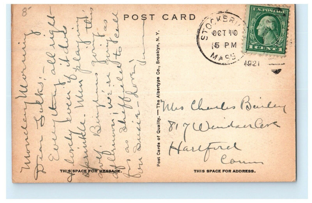 1921 Red Lion and Soldiers Monument, Stockbridge, Massachusetts MA Postcard