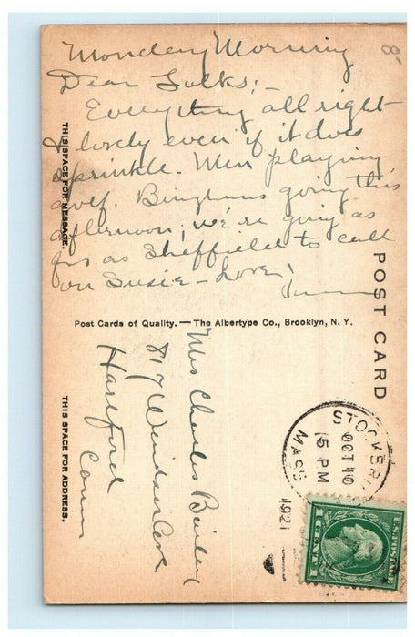 1921 Red Lion and Soldiers Monument, Stockbridge, Massachusetts MA Postcard