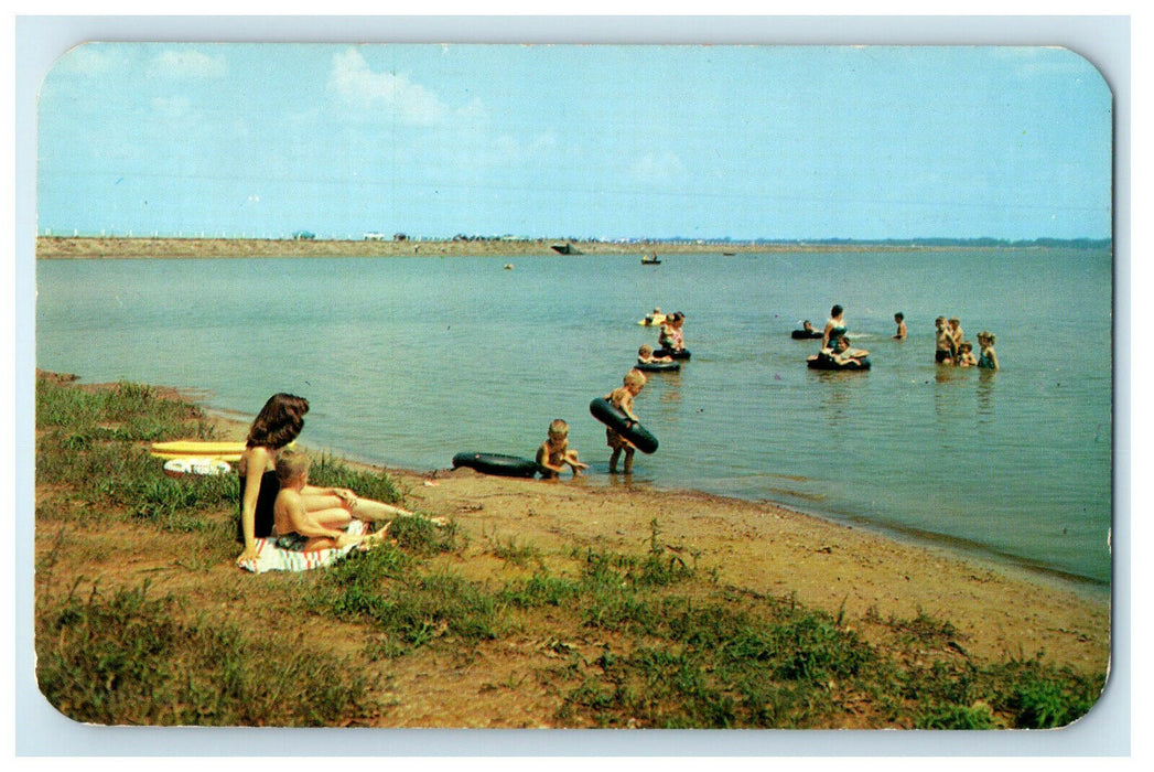 1961 Bathing in Public Beach, Pymatuning State Park Andover OH Postcard