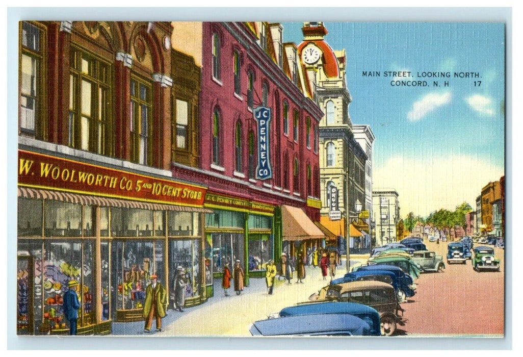 View Of Main Street Looking North Concord New Hampshire NH Unposted Postcard